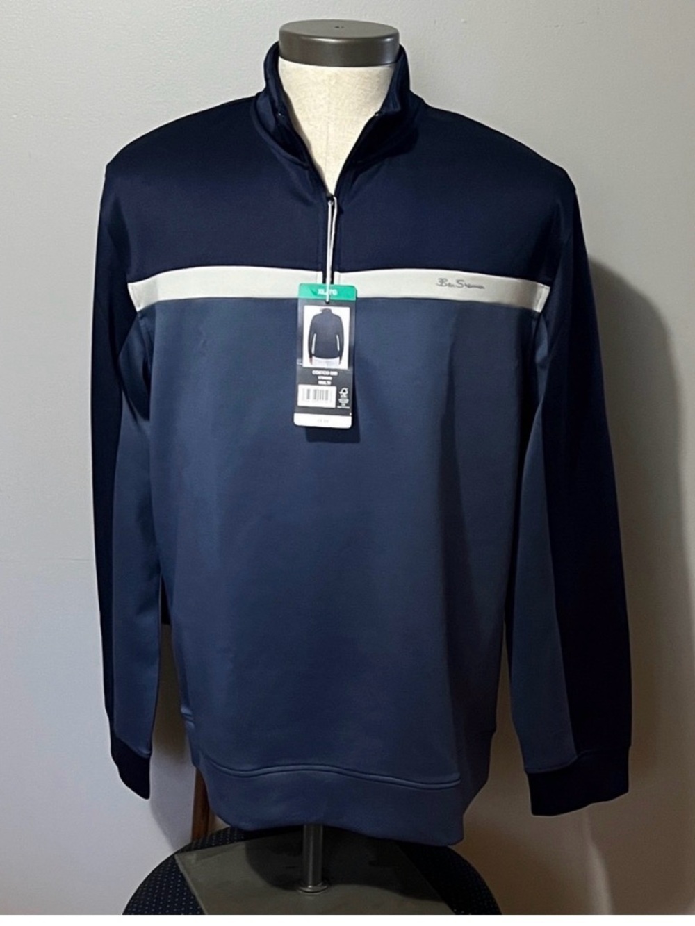 Ben Sherman Navy and White Zip-Up Men's Sweater